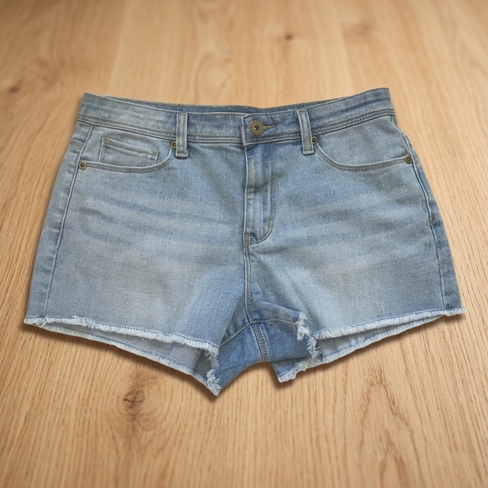 ModCloth Womens Denim Cutoff Shorts Size 2 Light Wash Frayed Raw Hem 5 Pocket